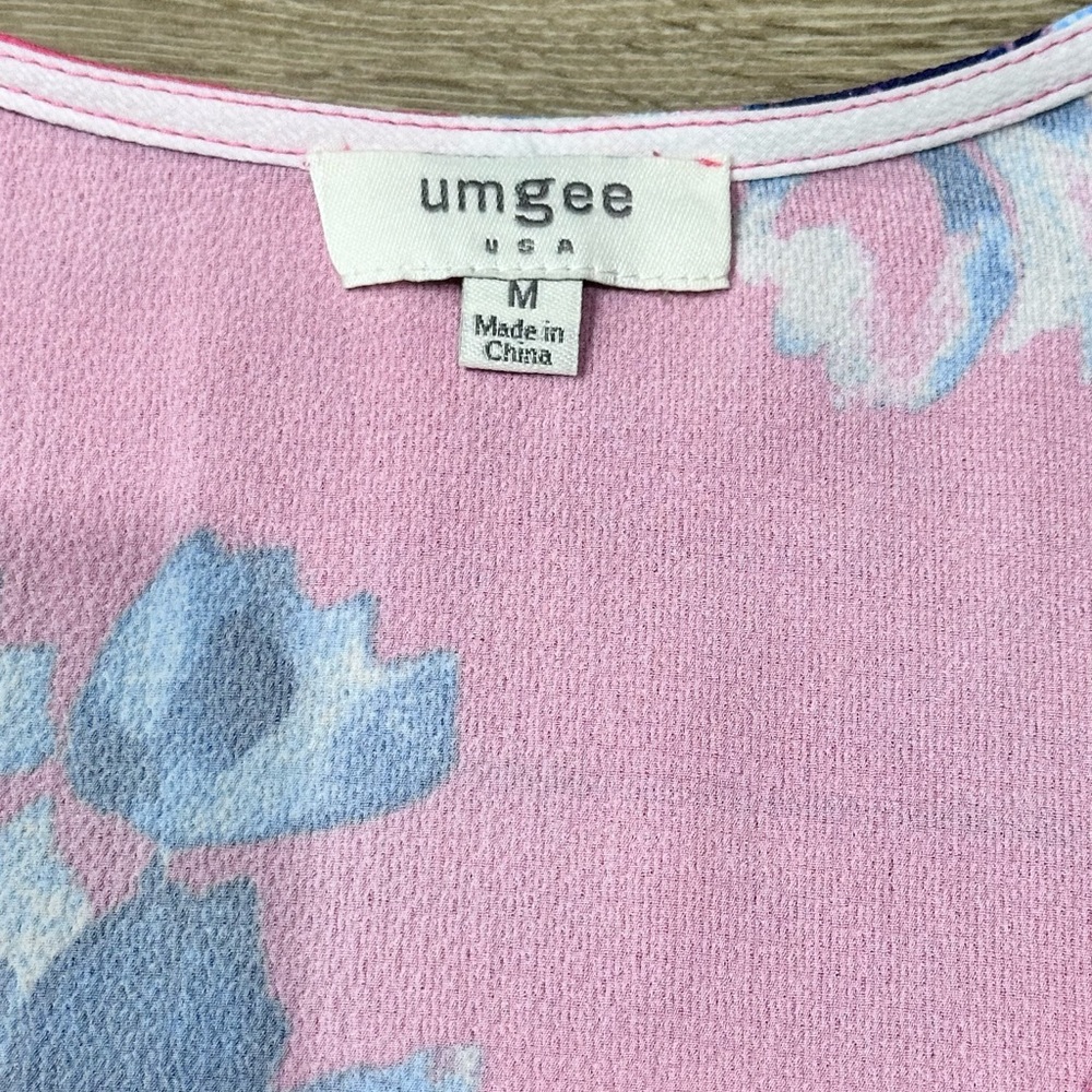 Umgee Mock Wrap Crossbody Flutter Sleeve Mixed Print Top - Picture 11 of 15